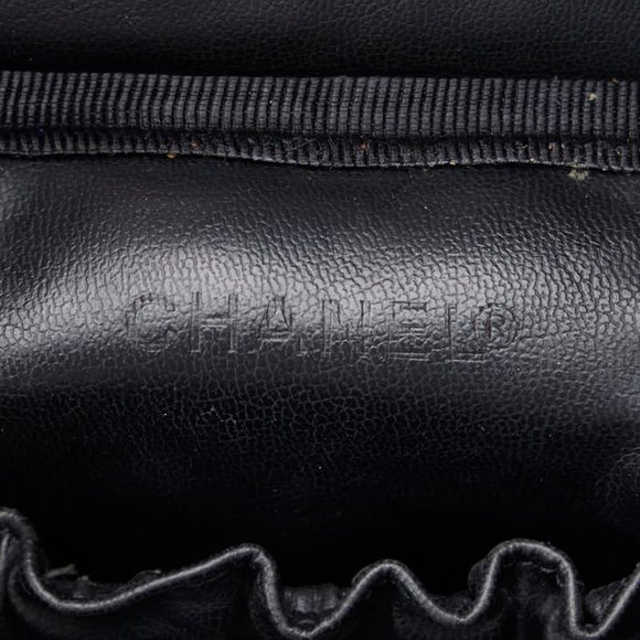 CHANEL Deca Coco Mark Handbag Vanity Bag Black Caviar Skin Women's - Picture 7 of 10